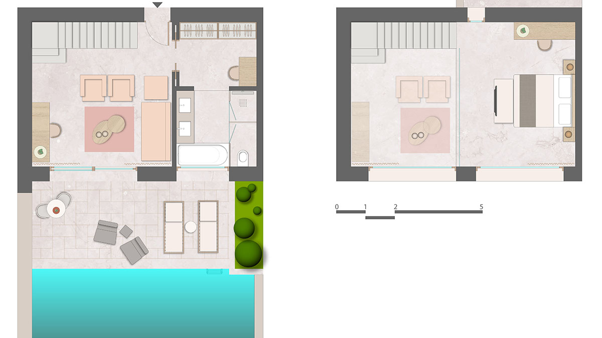 Twin / Double Maisonette Suite with Private Pool Sea View